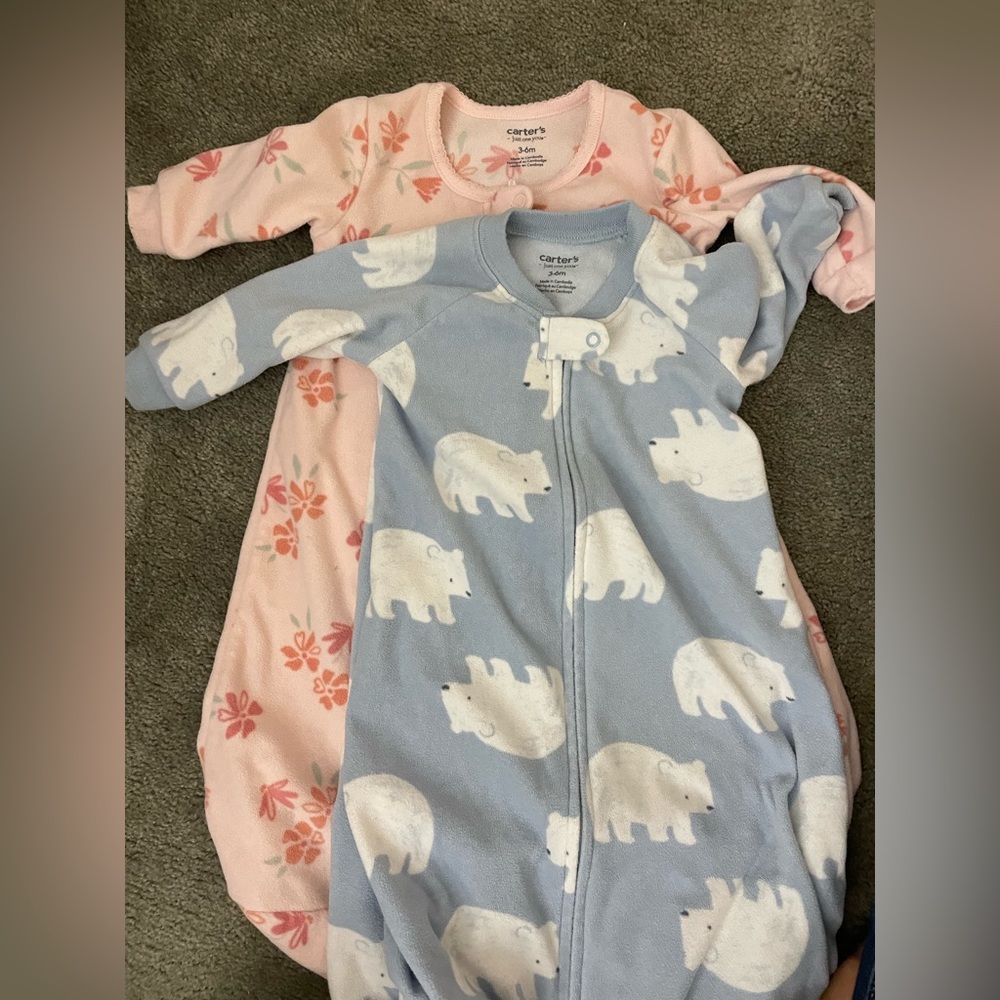 Carter's Fleece Sleep Sacks - Blue and Pink